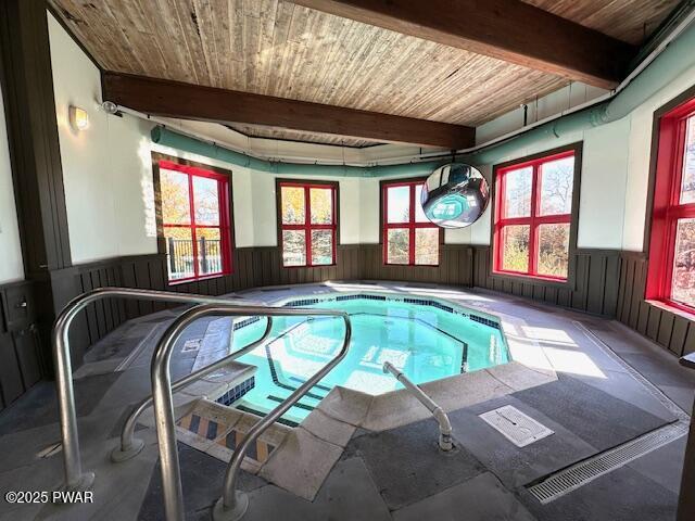 124 Granite Dr, Lords Valley, PA 18428 - view of pool featuring a pool and an in-ground hot tub