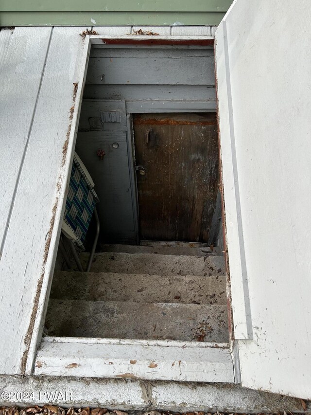 view of storm shelter