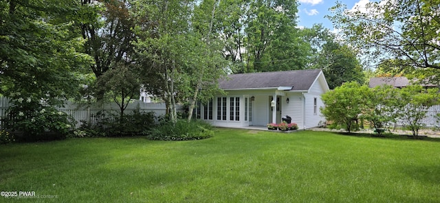 300 W High St, Milford, PA 18337 - back of house with a lawn, french doors, and roof with shingles