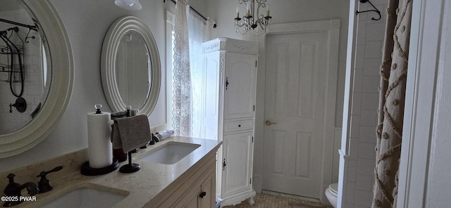 300 W High St, Milford, PA 18337 - full bathroom with double vanity and a shower with shower curtain