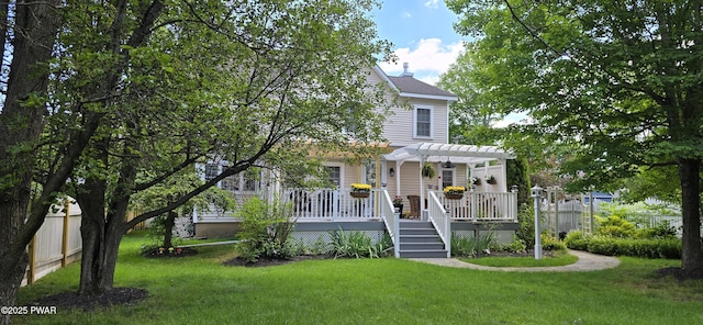 300 W High St, Milford, PA 18337 - view of front of house featuring a pergola and a wooden deck