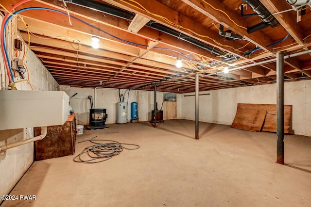 basement with electric water heater