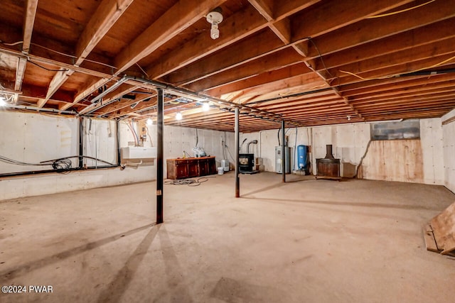 basement with electric water heater