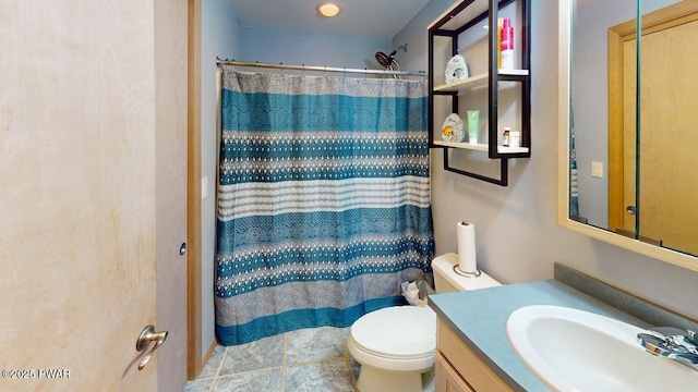 344 Canoebrook Dr, Lords Valley, PA 18428 - bathroom featuring toilet, a shower with shower curtain, and vanity