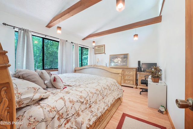 103 Westfall Dr, Dingmans Ferry, PA 18328 - bedroom with a wall mounted AC, wood finished floors, and a desk