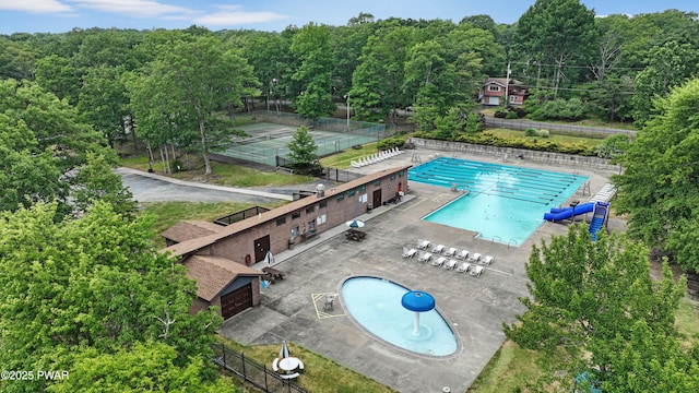 103 Westfall Dr, Dingmans Ferry, PA 18328 - drone / aerial view of a pool and a forest