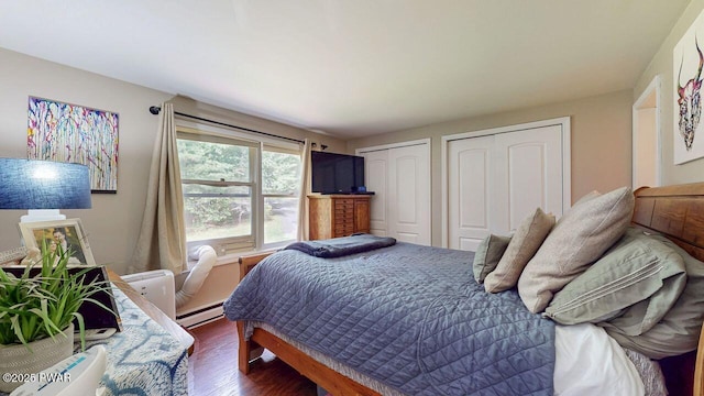 142 Myck Rd, Dingmans Ferry, PA 18328 - bedroom featuring multiple closets and wood finished floors