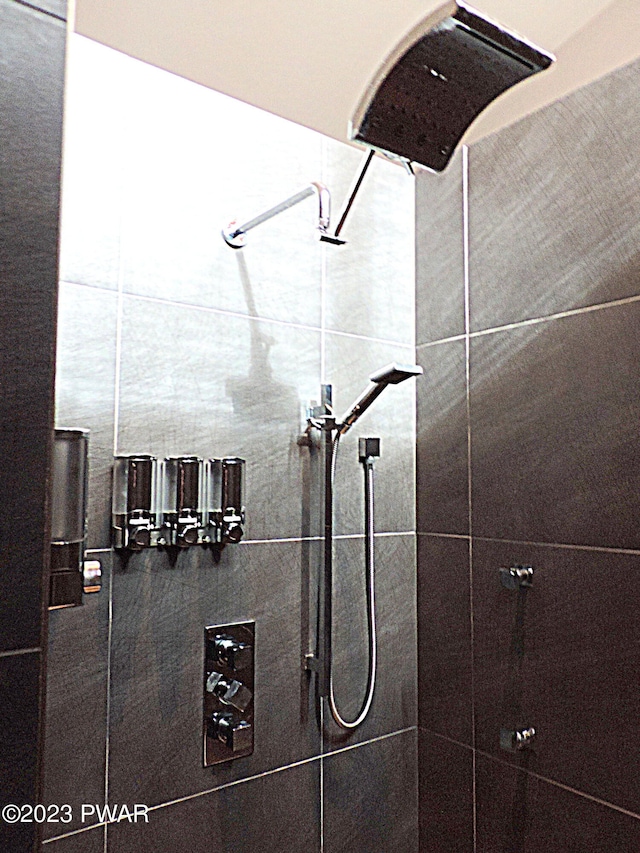 room details featuring a tile shower