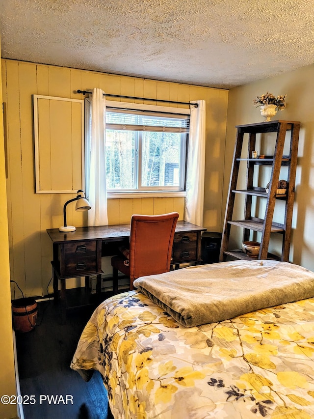 bedroom with a textured ceiling