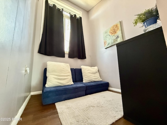 living area with dark hardwood / wood-style floors