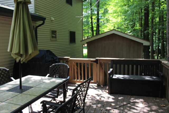 wooden deck with grilling area