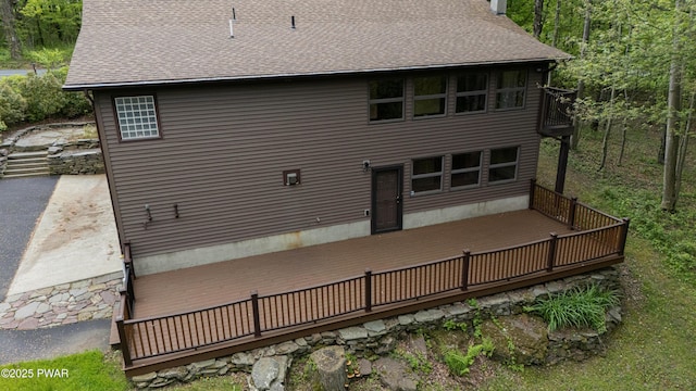 1111 Advent Rd, Lake Ariel, PA 18436 - rear view of property with roof with shingles and a deck