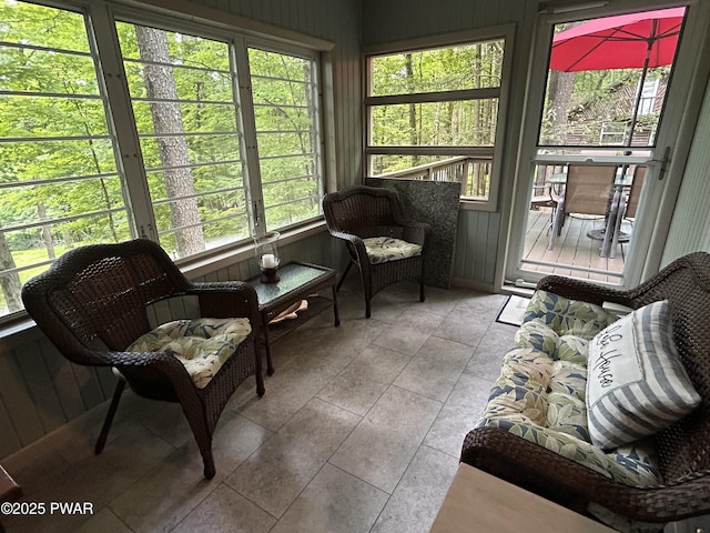 112 N Maple Ln, Greentown, PA 18426 - sunroom with wooden walls, tile patterned flooring, and french doors