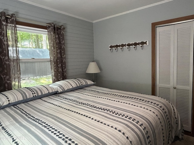112 N Maple Ln, Greentown, PA 18426 - bedroom featuring crown molding and a closet