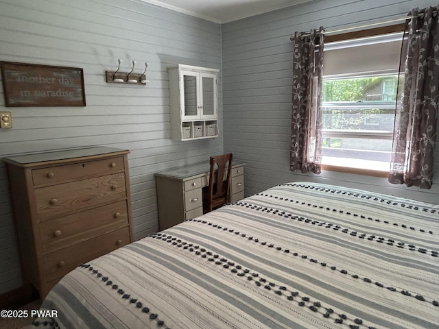 112 N Maple Ln, Greentown, PA 18426 - bedroom with wood walls and ornamental molding