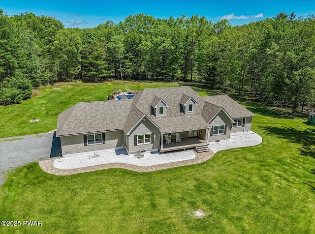 174 Lee Rd, Shohola, PA 18458 - view of front of property with a porch, a front lawn, and a forest view