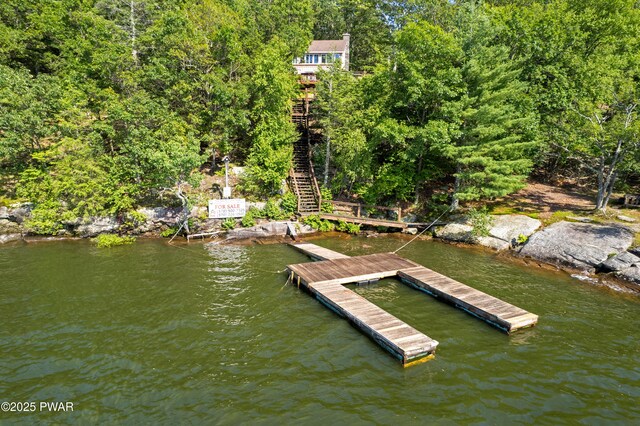 129 Timber Ln, Tafton, PA 18464 - dock area with stairway and a water view