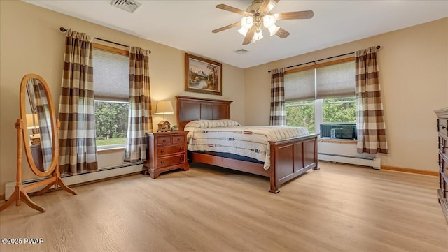 11 Coyote Rdg, Hawley, PA 18428 - bedroom featuring a baseboard heating unit, multiple windows, and light wood-style flooring