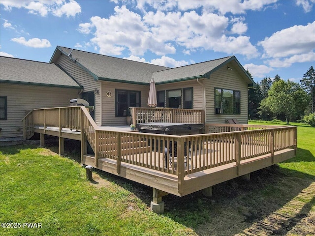 11 Coyote Rdg, Hawley, PA 18428 - back of property featuring a yard, a deck, and roof with shingles
