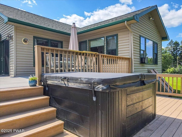 11 Coyote Rdg, Hawley, PA 18428 - wooden terrace featuring a hot tub