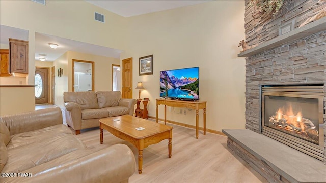 11 Coyote Rdg, Hawley, PA 18428 - living area with light wood-type flooring and a fireplace