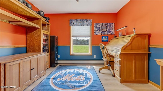 11 Coyote Rdg, Hawley, PA 18428 - home office featuring a baseboard heating unit and light wood-style flooring