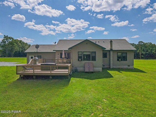 11 Coyote Rdg, Hawley, PA 18428 - back of property featuring a deck, a yard, and crawl space