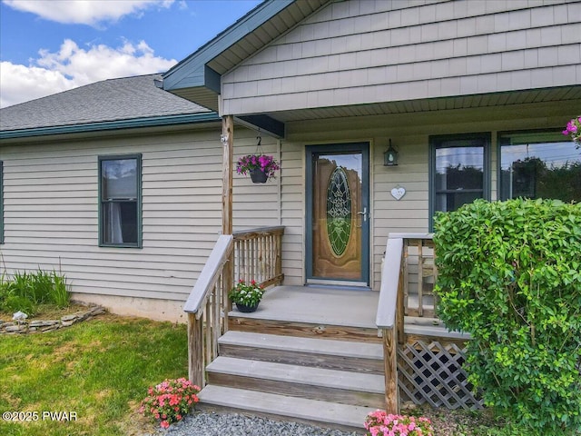 11 Coyote Rdg, Hawley, PA 18428 - property entrance with a shingled roof