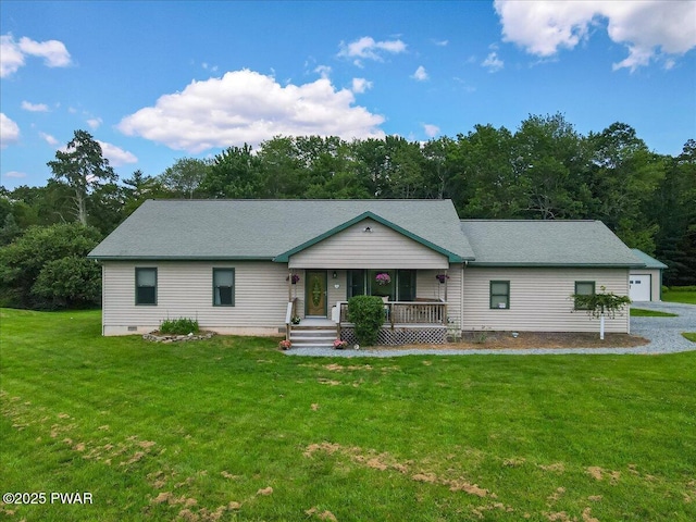 11 Coyote Rdg, Hawley, PA 18428 - view of front of property with a porch, a front yard, and crawl space