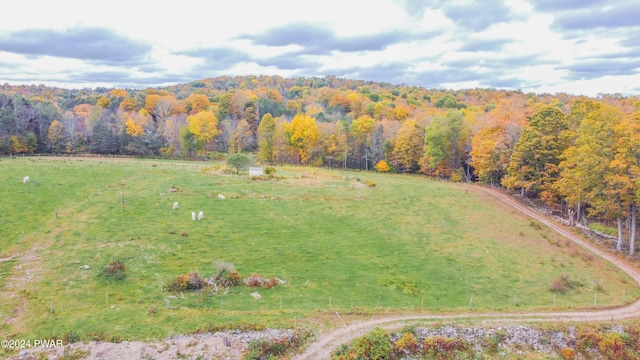 aerial view featuring a rural view