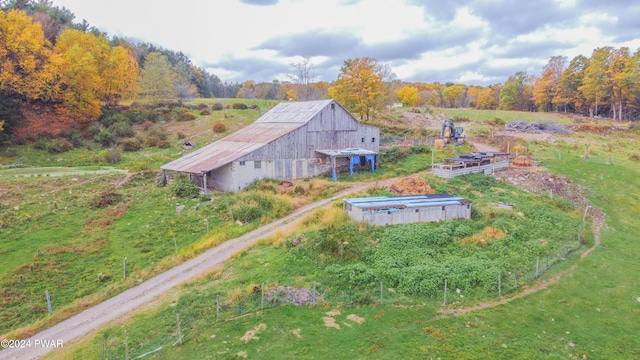 aerial view featuring a rural view