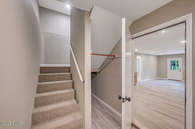 103 Goldrush Dr, Lords Valley, PA 18428 - stairs with wood finished floors and recessed lighting