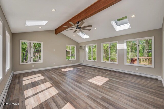 103 Goldrush Dr, Lords Valley, PA 18428 - empty room featuring a skylight, baseboard heating, a baseboard radiator, plenty of natural light, and recessed lighting