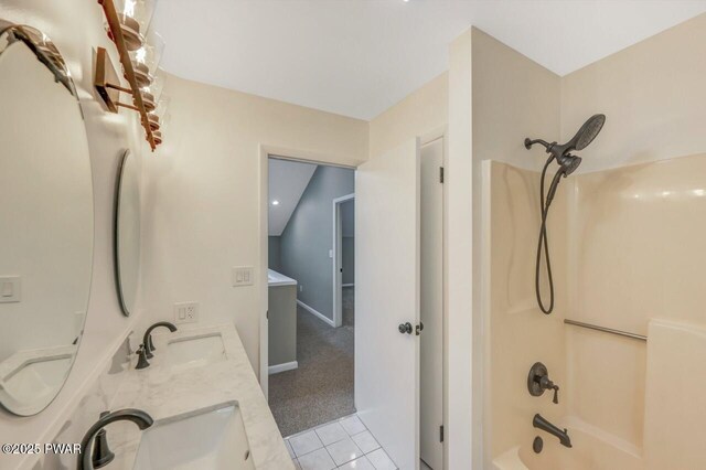 103 Goldrush Dr, Lords Valley, PA 18428 - full bath with tub / shower combination, tile patterned floors, and double vanity
