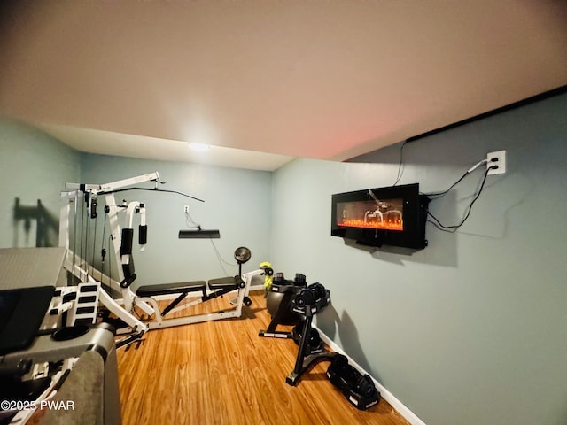 108 Bayberry Ct, East Stroudsburg, PA 18301 - exercise room featuring wood finished floors and baseboards