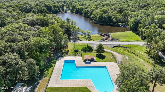 109 Glenbrook Dr, Dingmans Ferry, PA 18328 - aerial view of a nearby body of water and a pool