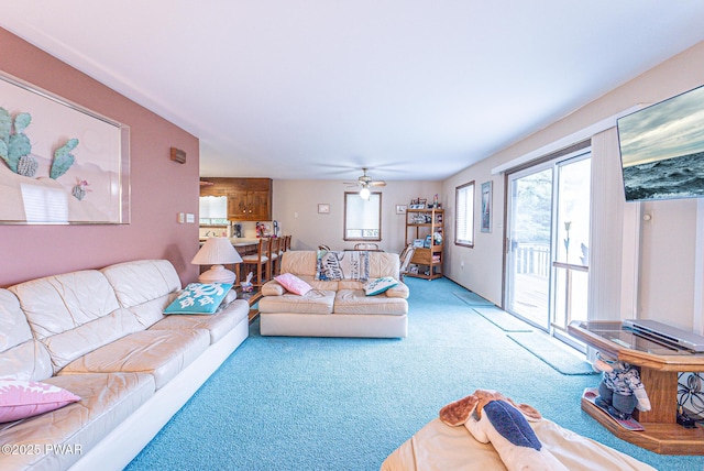 511 Overlook Ter, Stroudsburg, PA 18360 - carpeted living area featuring ceiling fan