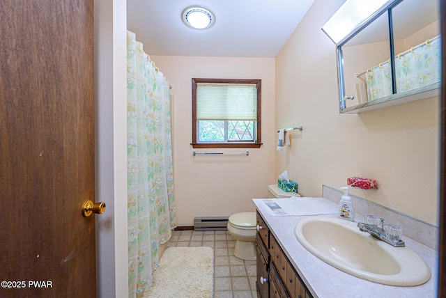 511 Overlook Ter, Stroudsburg, PA 18360 - full bathroom featuring a baseboard radiator, vanity, and tile patterned floors