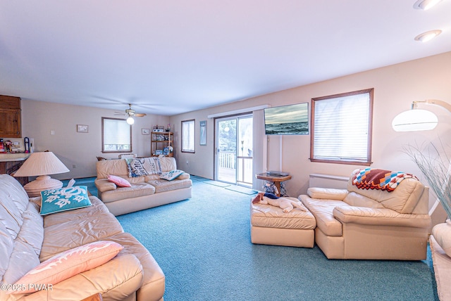 511 Overlook Ter, Stroudsburg, PA 18360 - carpeted living area featuring ceiling fan