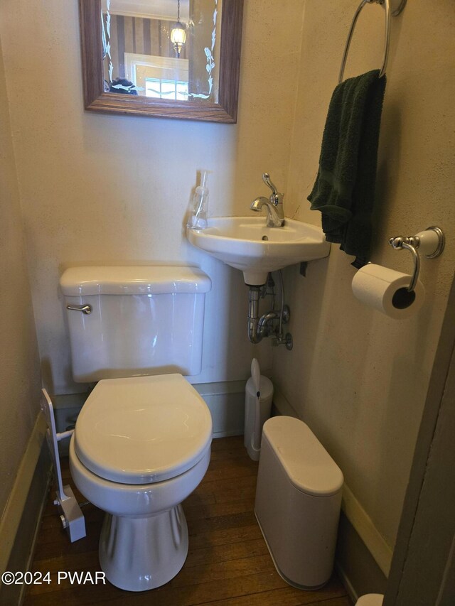 bathroom featuring hardwood / wood-style flooring and toilet