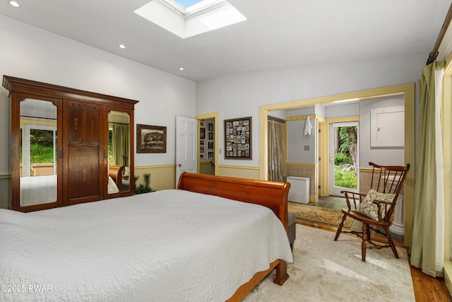 182 Lcpl Jacob Beisel Rd, Lackawaxen, PA 18435 - bedroom with wainscoting, a skylight, and recessed lighting