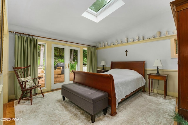 182 Lcpl Jacob Beisel Rd, Lackawaxen, PA 18435 - bedroom with access to outside, a skylight, french doors, and lofted ceiling