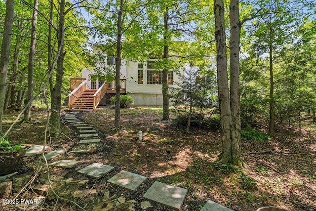 29 Hirshorn Dr, Newfoundland, PA 18445 - view of yard featuring stairway