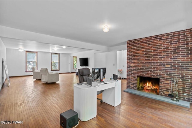29 Hirshorn Dr, Newfoundland, PA 18445 - office area with hardwood / wood-style floors and a fireplace