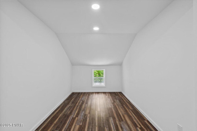 29 Hirshorn Dr, Newfoundland, PA 18445 - additional living space with vaulted ceiling, dark wood-style floors, baseboards, and recessed lighting