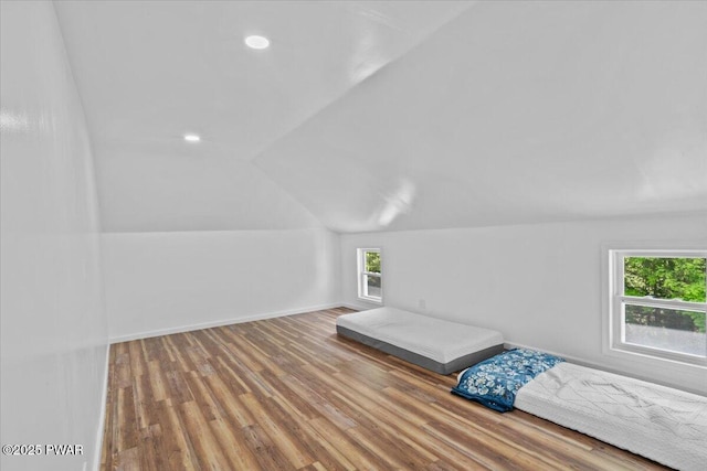 29 Hirshorn Dr, Newfoundland, PA 18445 - bonus room featuring wood finished floors, vaulted ceiling, and baseboards