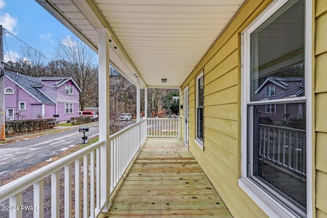 wooden terrace with covered porch