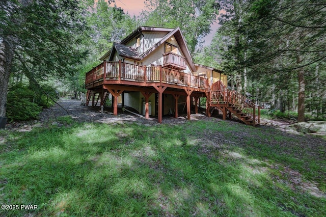 77 Brookfield Rd, Lake Ariel, PA 18436 - back of house with stairway and a deck