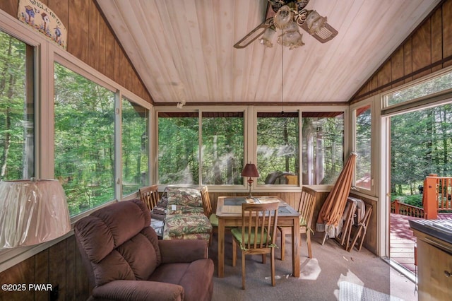 77 Brookfield Rd, Lake Ariel, PA 18436 - sunroom / solarium featuring vaulted ceiling, a ceiling fan, and plenty of natural light