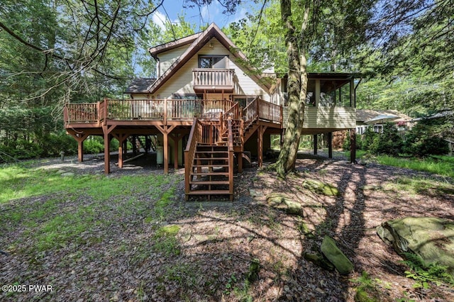 77 Brookfield Rd, Lake Ariel, PA 18436 - rear view of property featuring stairs and a wooden deck